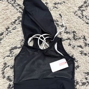 Crop hooded tank top sports bra dance top Sylvia P NWT